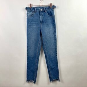 ASOS Jeans Super‎ High Waist Straight Leg Sharkbite Hem Adjustable Side Belts 26